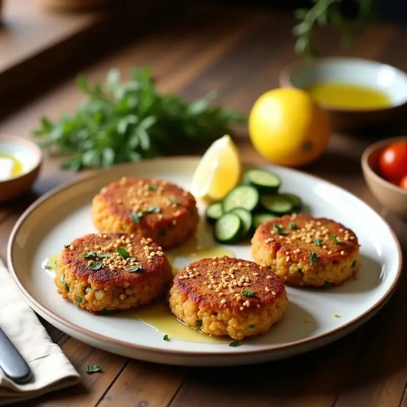 Keftedes Griegas de Lentejas y Hierbas Frescas: Hamburguesas Veganas en Sartén
