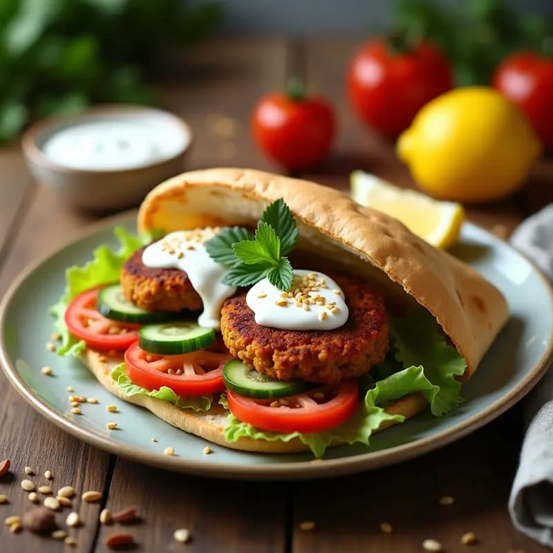 Keftedes de Lentejas con Yogur y Pita: Hamburguesas Griegas Veganas y Altas en Proteína