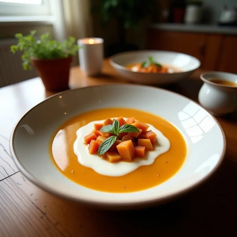 Kersek Shorbasi: Sopa de Cereza Turca y Almendras con Yogur Vegano