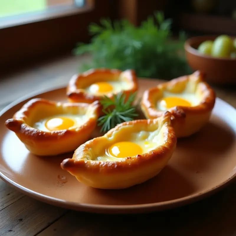 Khachapuri Georgiano con Queso Fundido y Huevo: Pan Relleno en Forma de Barco