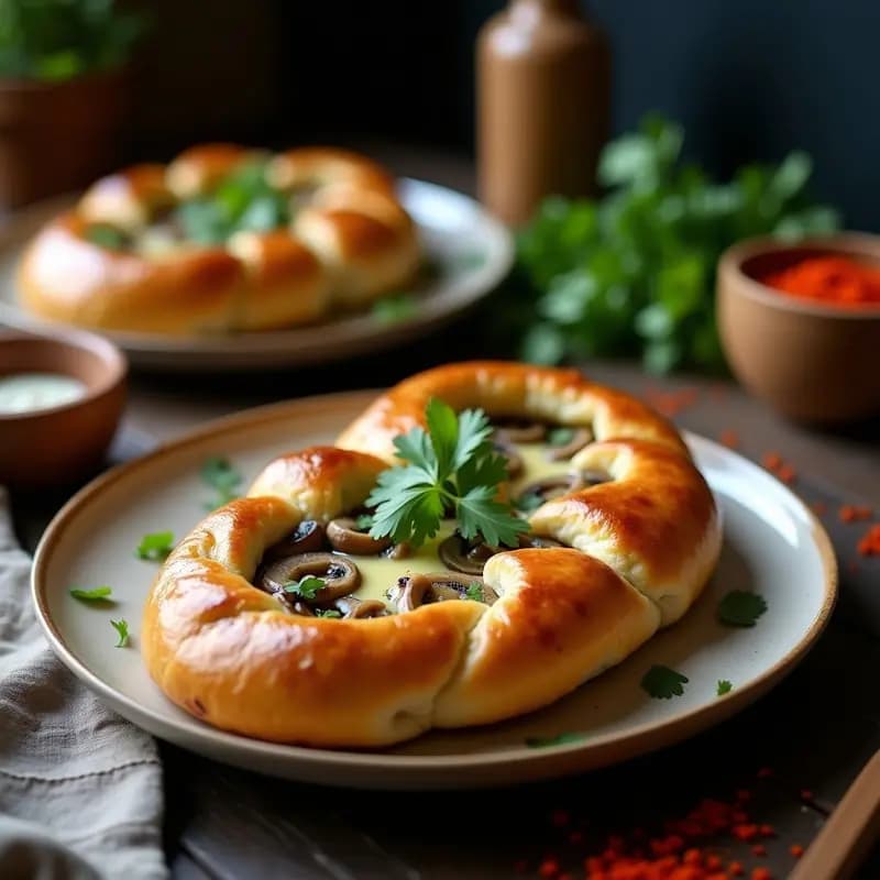 Khachapuri de Queso Vegano y Champiñones: Receta Georgiana Sin Lácteos en Thermomix