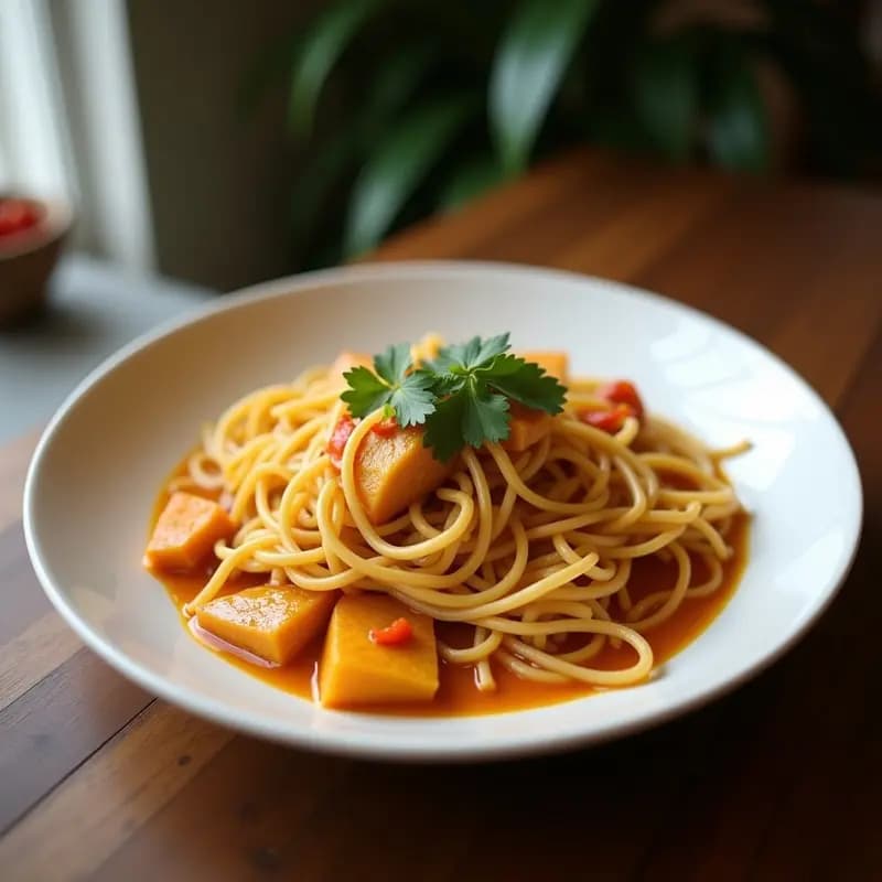 Khao Soi Tailandés con Fideos de Arroz y Pollo: Curry Norteño Cremoso y Picante