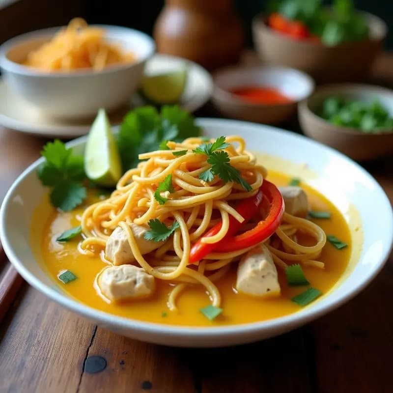 Khao Soi de Pollo y Fideos Crispy: Receta Tailandesa Cremosa en 30 Minutos