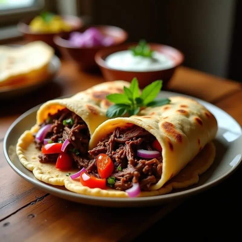 Khashogian Armenio con Carnitas de Res y Lavash: Sándwich Tradicional en 20 Minutos