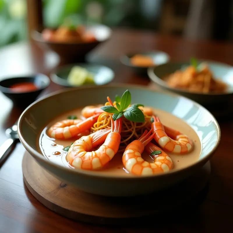 Khot Pot Tailandés con Camarones y Leche de Coco: Receta Picante y Crema en Wok