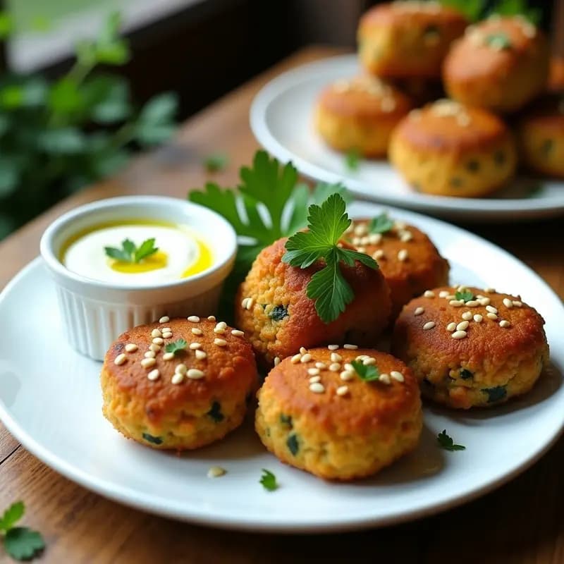 Kibbeh de Calabacín y Bulghur: Croquetas Libanesas Veganas con Yogur de Ajo