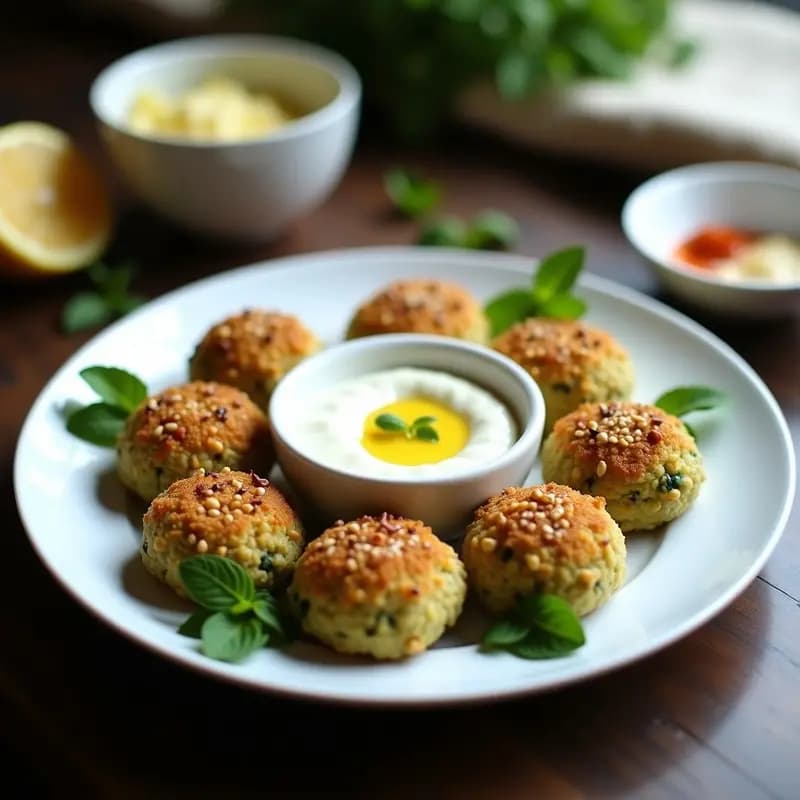 Kibbeh de Calabacín y Nueces con Yogur de Soja: Entrante Sirio Crudivegano
