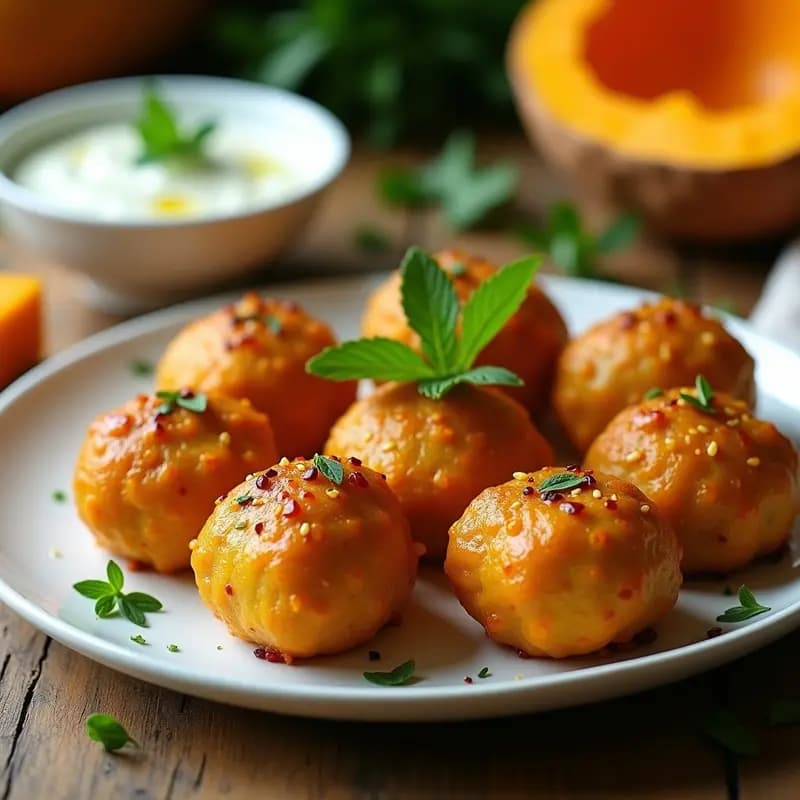 Kibbeh de Calabaza y Garbanzos con Salsa de Yogur: Receta Sirio-Libanesa Vegana