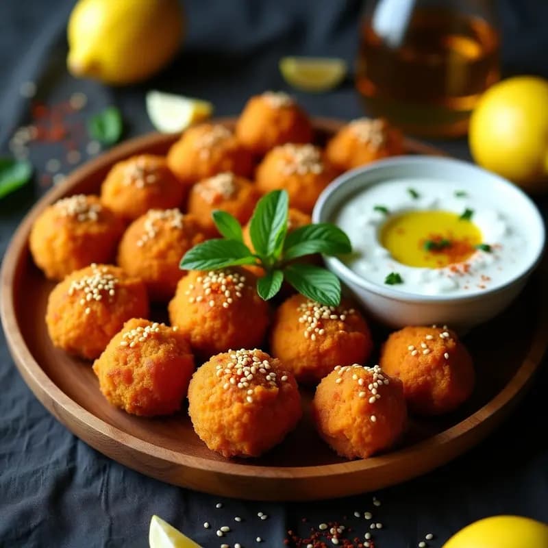 Kibbeh de Calabaza: Croquetas Sirias Veganas con Salsa de Yogur