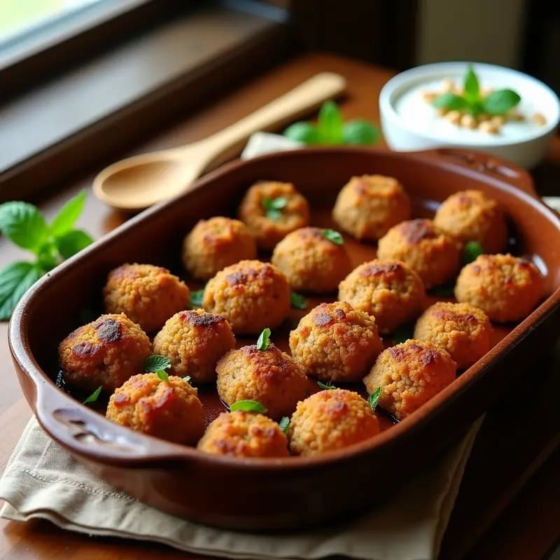 Kibbeh Libanés de Carne y Bulgur: Albóndigas Especiadas al Horno