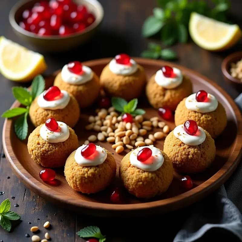 Kibbeh de Cordero y Bulgur con Yogur y Granadas: Aperitivo Sirio Gourmet