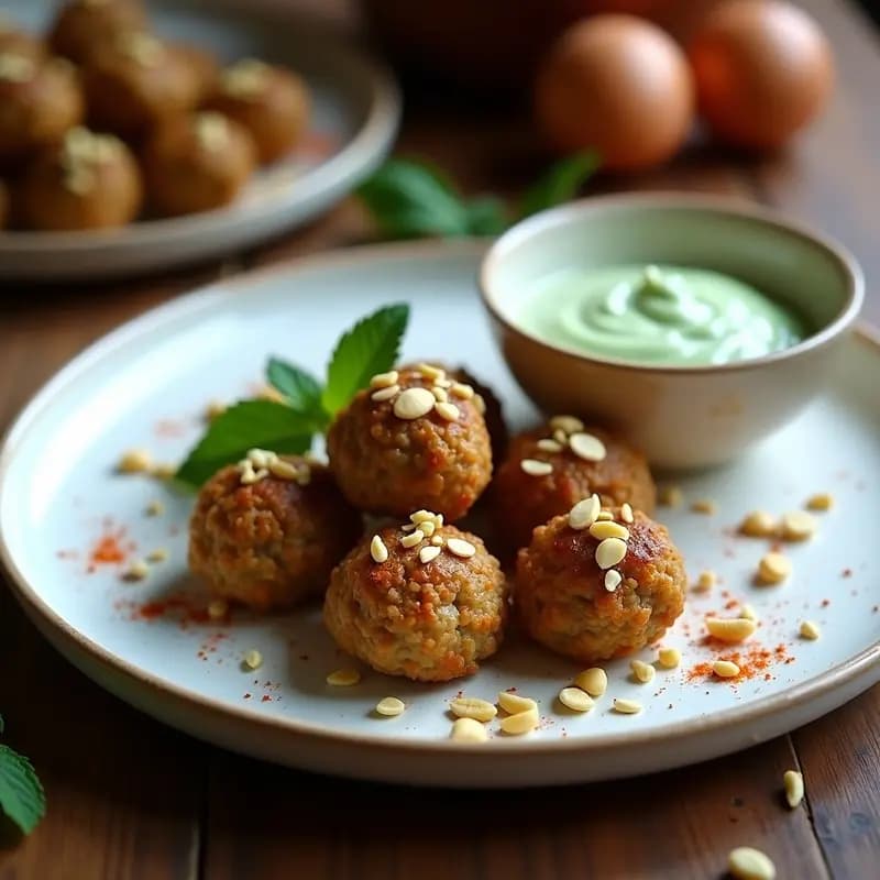 Kibbeh de Cordero y Bulgur: Albóndigas Árabes Crujientes con Yogur y Menta