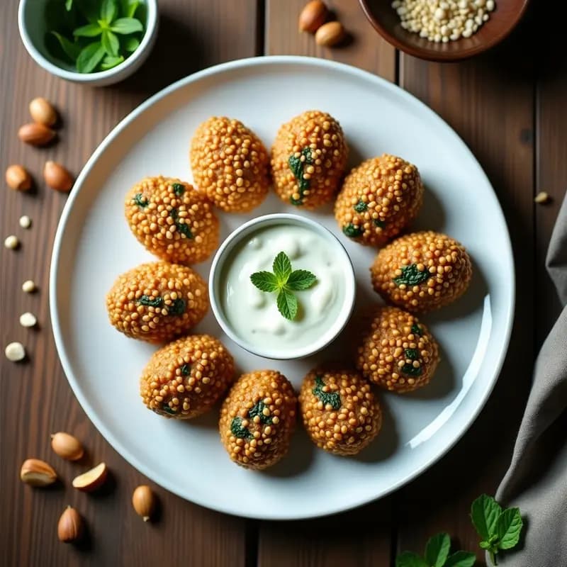 Kibbeh de Espinacas y Piñones con Yogur de Ajo: Entrante Libanés Sin Carne