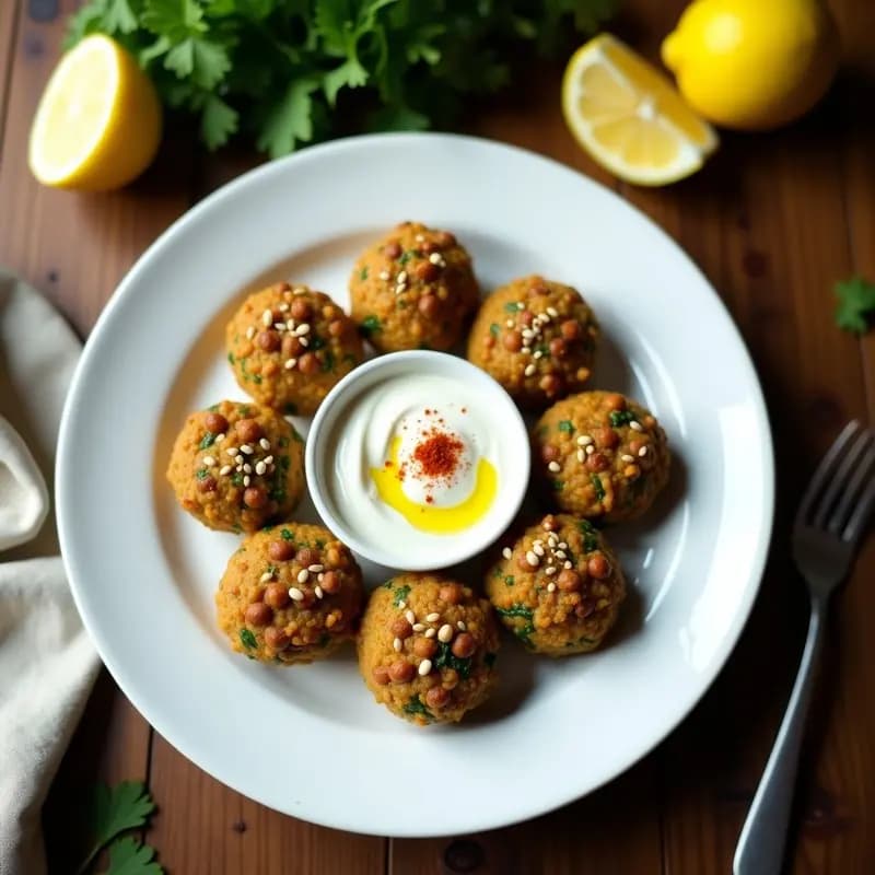 Kibbeh de Garbanzo y Espinacas con Salsa de Yogur: Aperitivo Libanés Crudivegano