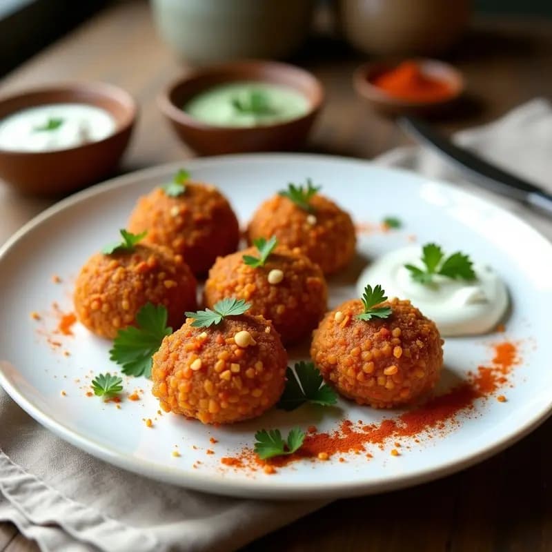 Kibbeh Libanes de Lentejas Rojas y Avellanas: Croquetas sin Carne en Olla Exprés