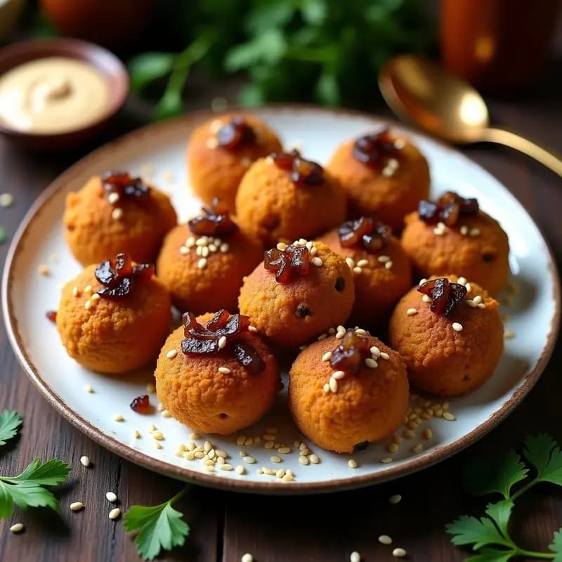 Kibbeh de Lentejas Rojas y Cebolla Carmeliada: Aperitivo Árabe Vegano y Crujiente en Horno