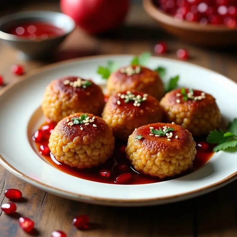 Kibbeh de Lentejas Rodeadas con Grenadina: Receta Libanesas Vegana y Crujiente