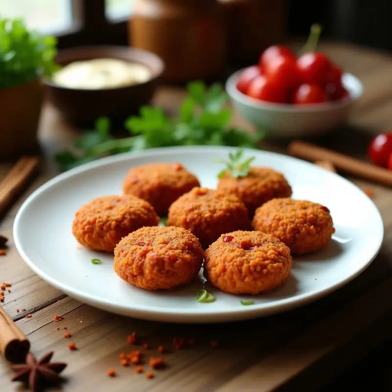 Kibbeh de Lentejas Rojas y Cerezas Ácidas: Croquetas Sirias Veganas y Crujientes