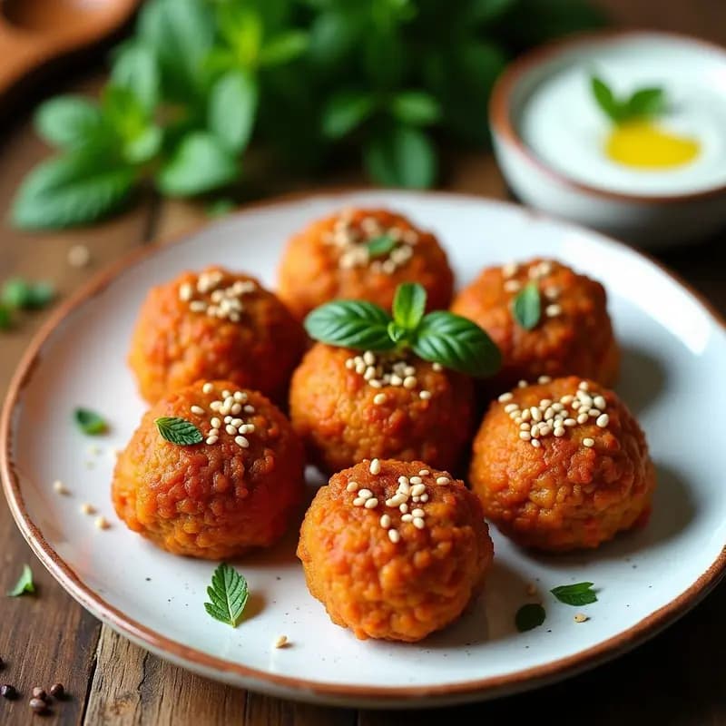 Kibbeh de Lentejas Rojas con Yogur y Menta: Receta Siria Vegana en Airfryer