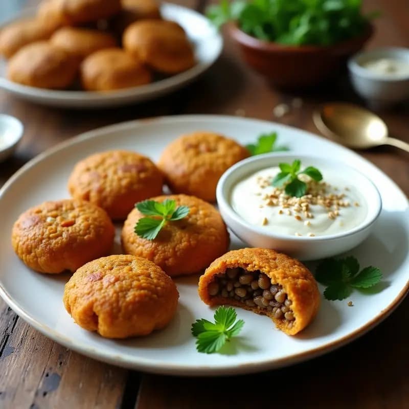 Kibbeh de Lentejas yebra: Aperitivo Sirio Vegano con Especias Orientales