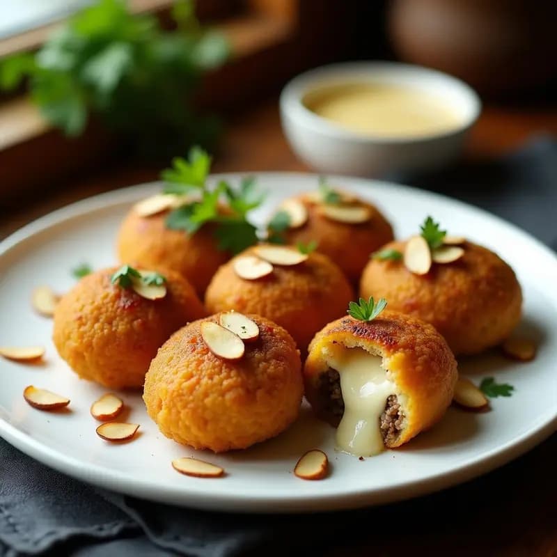 Kibbeh Nacphol Libanés con Queso y Hierbas: Receta de albóndigas de Bulghur en Airfryer