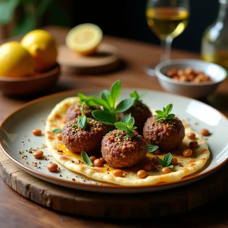 Kibbeh Naye de Cordero Crudo con Especias y Pan Árabe: Receta Libanes Tradicional y Alta en Hierro