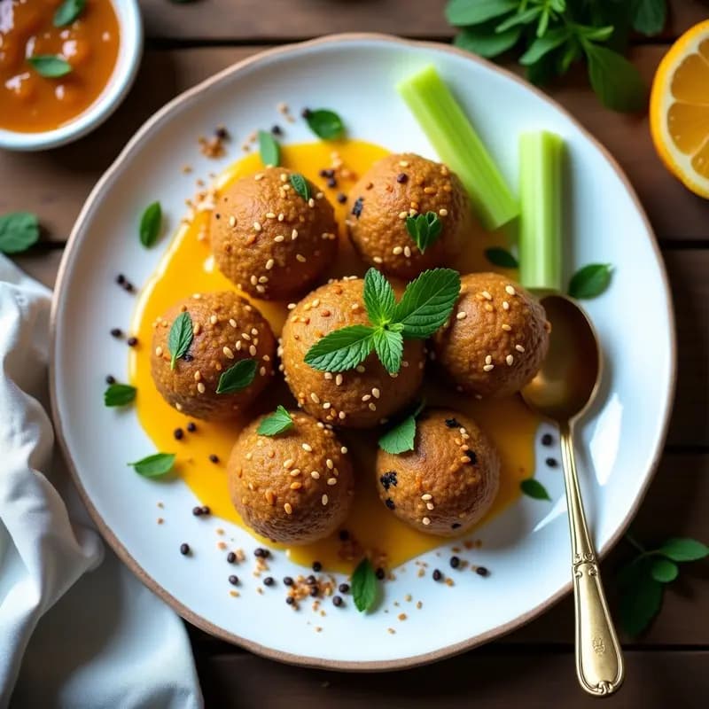 Kibbeh Nayye de Falafel con Salsa de Granadilla: Entrante Libanés Crudivegano