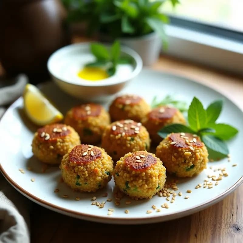 Kibbeh de Quinoa y Calabacín con Salsa de Yogur y Menta: Receta Medio Oriental Sin Carne