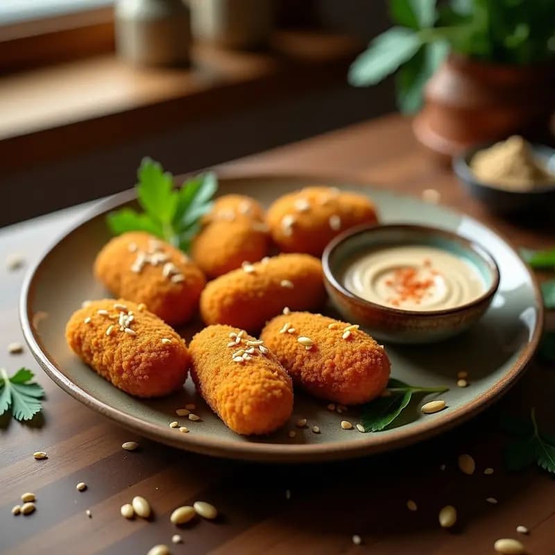 Kibbeh de Quinoa y Calabaza: Croquetas Árabes en Airfryer con Salsa de Tahini
