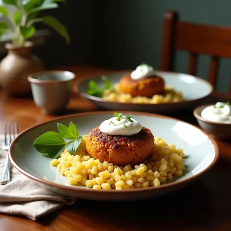 Kibbeh de Quinoa y Calabaza con Yogur de Coco: Entrante Líbano Vegano y Keto