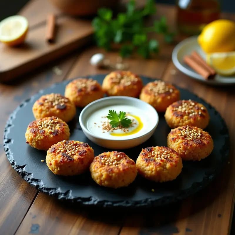 Kibbeh de Quinoa y Cordero con Yogur de Ajo: Receta Libanesa Vegana Adaptada