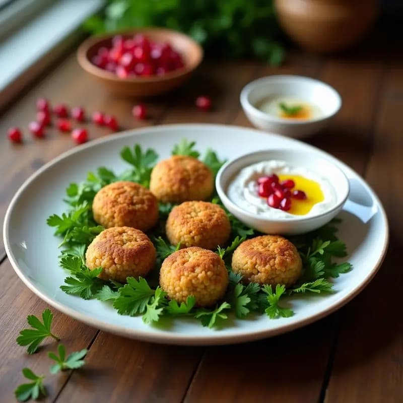 Kibbeh de Quinoa y Cordero con Yogur y Granada: Receta Siríaca Vegana y Sin Trigo