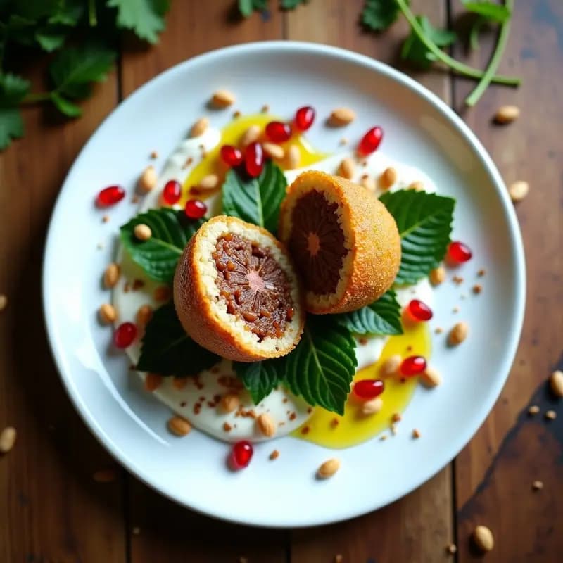 Kibbeh de Quinoa y Cordero con Yogur y Granados: Receta Libanesa con Toque Moderno