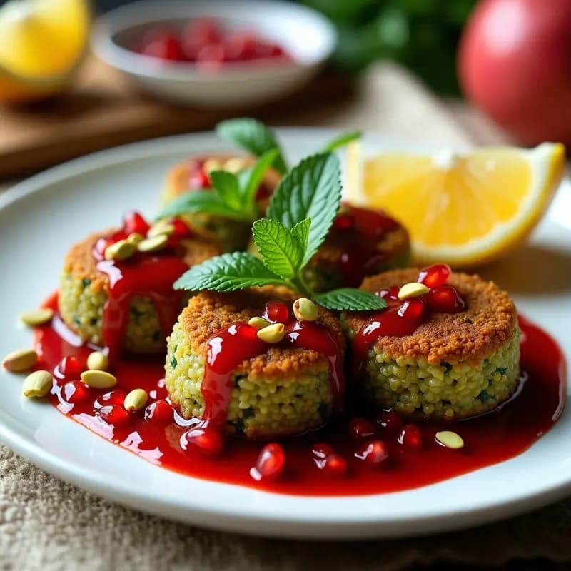 Kibbeh de Quinoa y Espinacas: Receta Libanesa Vegana con Salsa de Granada