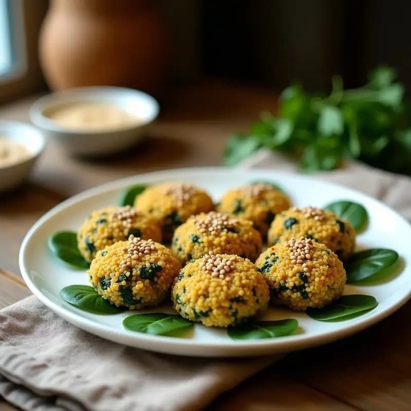 Kibbeh de Quinoa y Espinacas: Entrante Libanés Vegano con Crujiente de Semillas de Sésamo