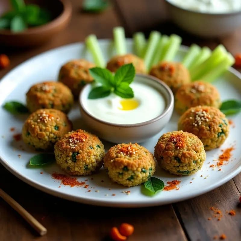 Kibbeh de Quinoa y Espinacas con Yogur de Soja: Aperitivo Sirio en Airfryer