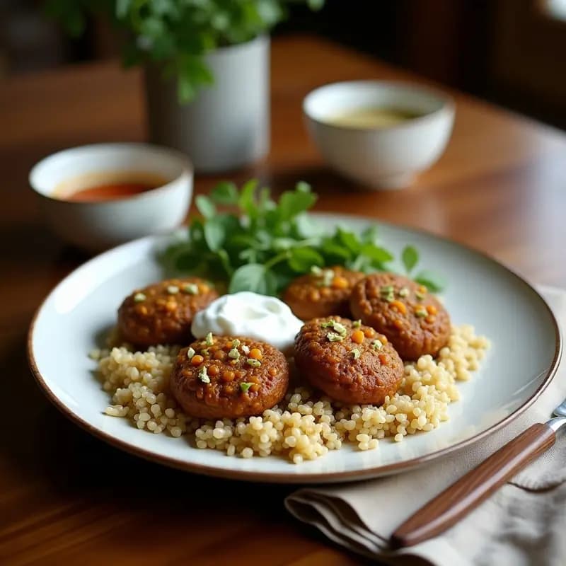 Kibbeh de Quinoa y Lentejas con Yogur de Coco: Receta Libanes Vegana y Sin Gluten