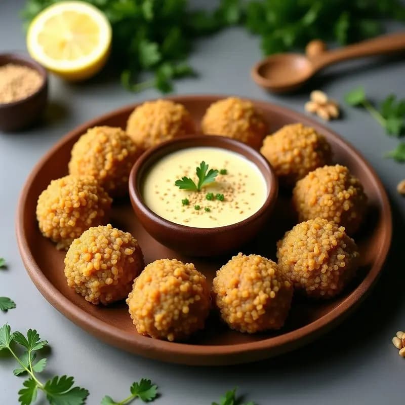 Kibbeh de Quinoa y Nueces: Aperitivo Libanés Crudivegano con Salsa de Limón