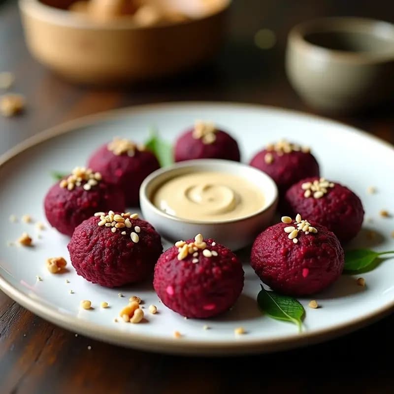 Kibbeh de Remolacha y Nueces: Croquetas Sirias Veganas con Tahini