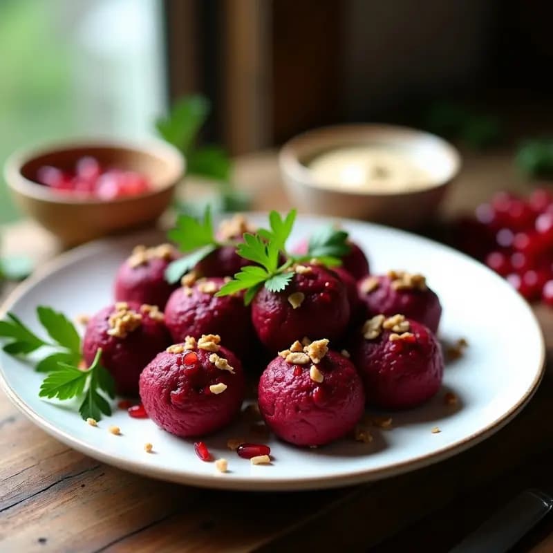 Kibbeh de Remolacha y Nueces: Albóndigas Líbano-Sirias Veganas y Sin Horno