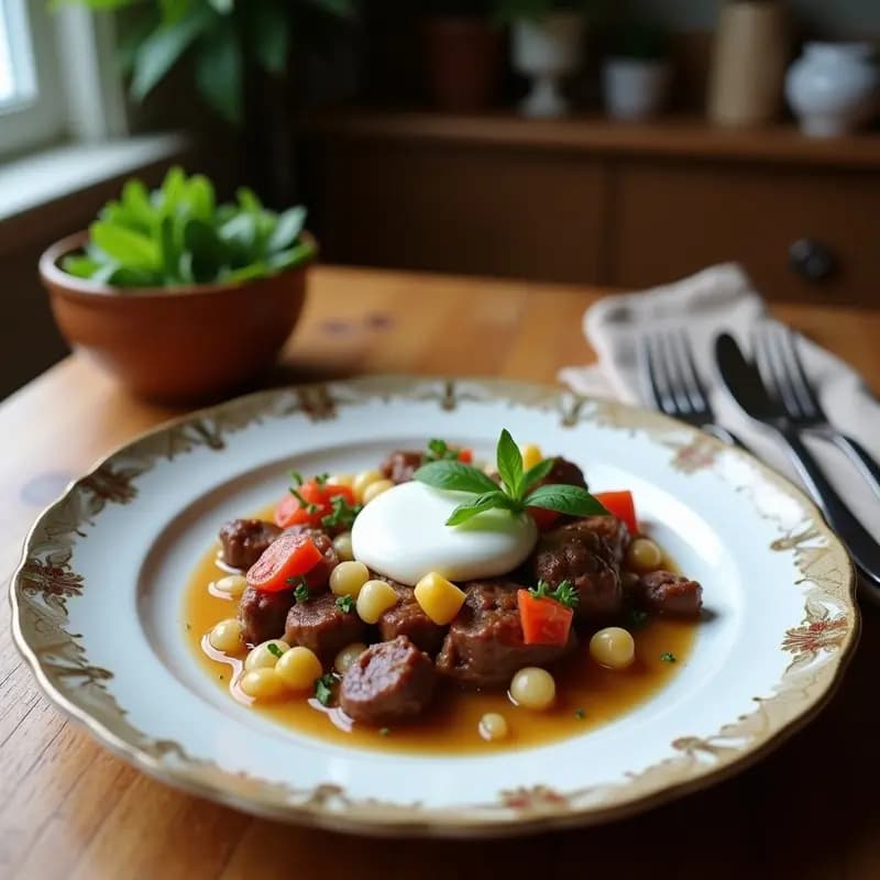 Kibe de Carne y Trigo: Croquetas Libanesas Fritas con Yogur y Hierbabuena