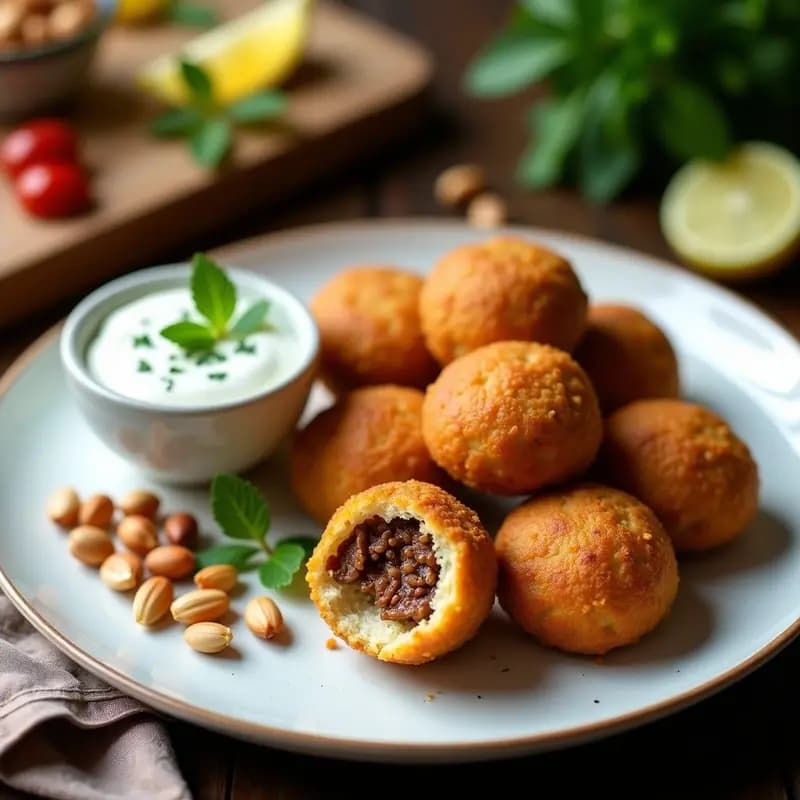 Kibeh de Carne y Trigo Burgol: Albóndigas Árabes Crujientes en Airfryer