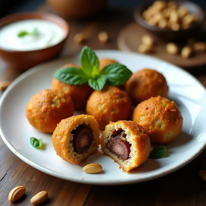 Kibeh Libanés de Carne y Trigo Burghul: Albóndigas Crujientes con Relleno de Cebolla y Piñones