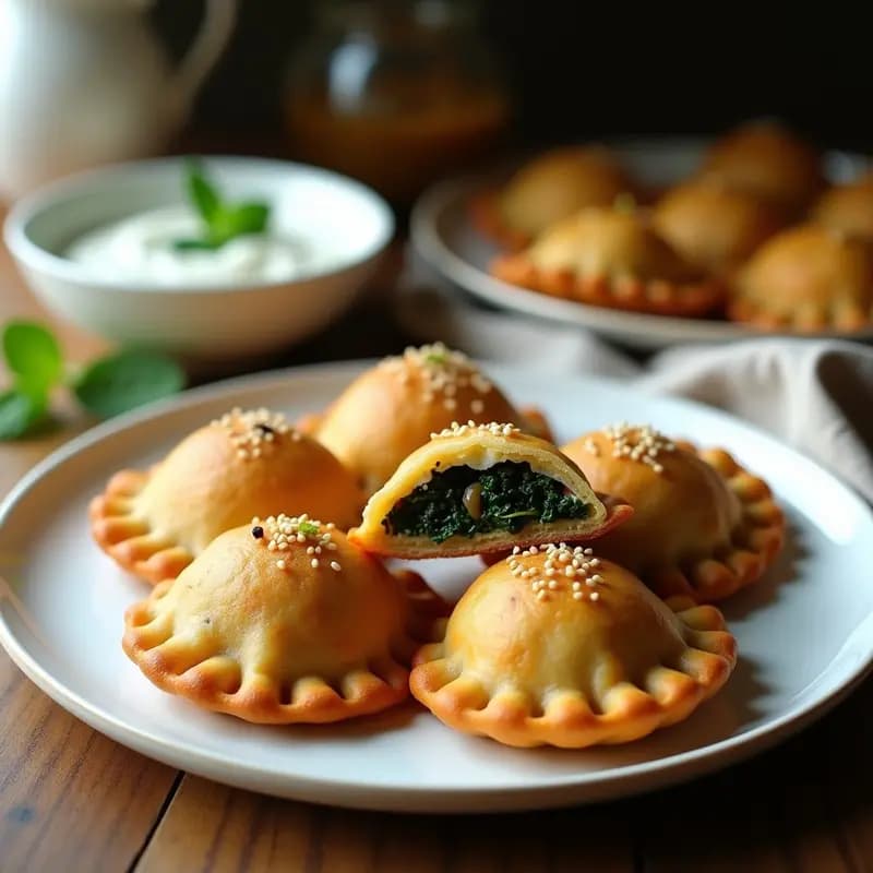 Kibeh de Quinoa y Espinacas: Empanadas Libanesas Veganas con Salsa de Yogur y Mentas
