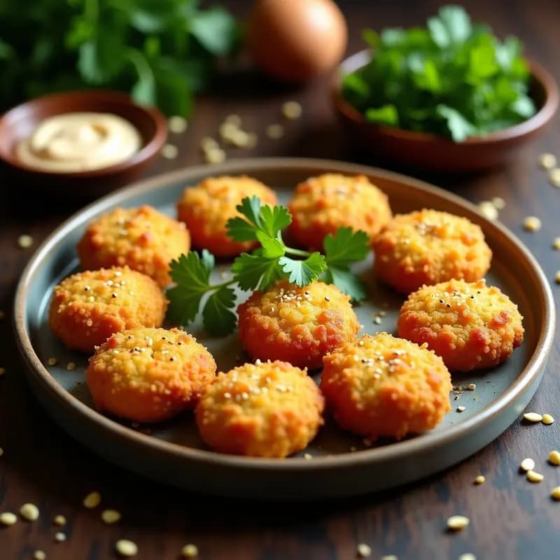 Kibel de Garbanzos y Cebolla: Croquetas Magrebíes Veganas con Comino y Cilantro