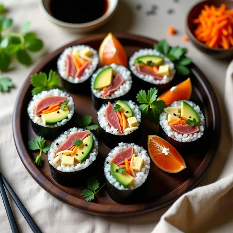 Kimbap Coreano con Aguacate y Atún: Receta de Rollitos Fríos en 20 Minutos