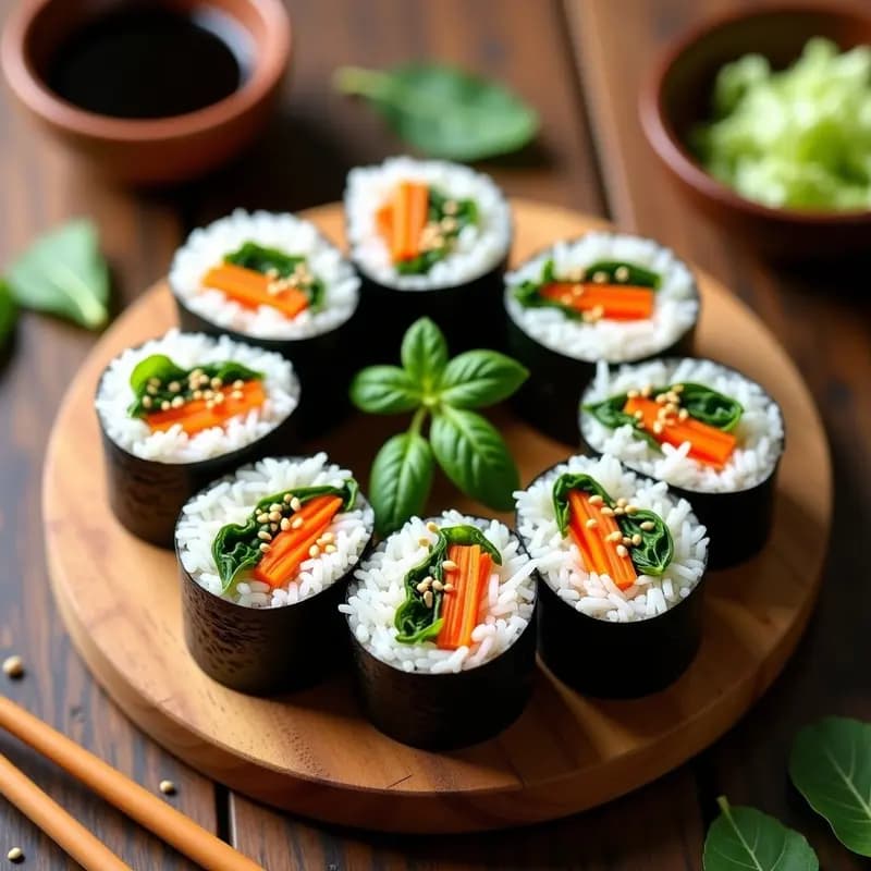 Kimbap Coreano de Espinacas y Zanahoria: Receta Vegana con Algas Nori
