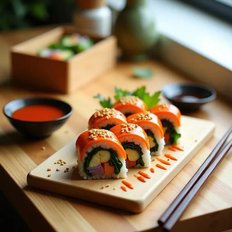 Kimbap Coreano de Espinacas y Zanahoria con Huevo: Receta Picante y Crujiente para Llevar