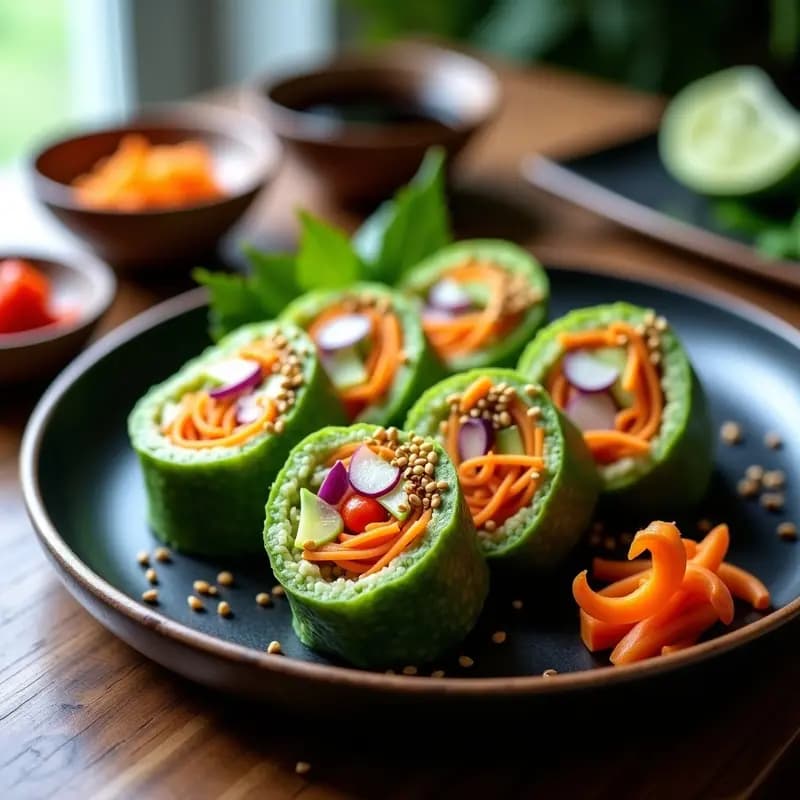 Kimbap Coreano de Espirulina y Zanahoria: Rollito Saludable con Toque Umami