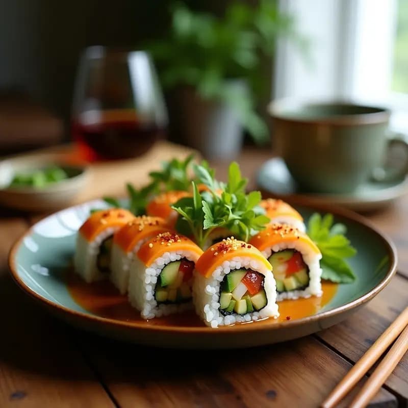 Kimbap Coreano Vegano con Aguacate y Zanahoria: Receta en Rollito Sin Pescado
